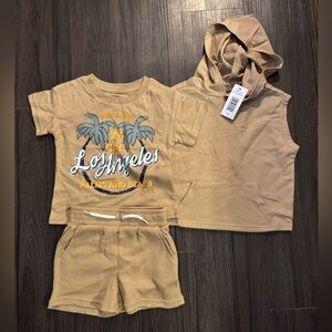 Tan off campus  Graphic Kids Outfit Set 18 months